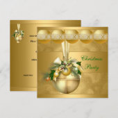 Nodig kerstfeest Gold Balls Gold Swirls Kaart (Voorkant / Achterkant)