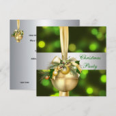 Nodig kerstfeest uit Gouden Gele Groene Ballen Kaart (Voorkant / Achterkant)