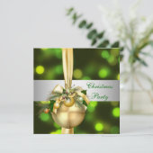Nodig kerstfeest uit Gouden Gele Groene Ballen Kaart (Staand voorkant)