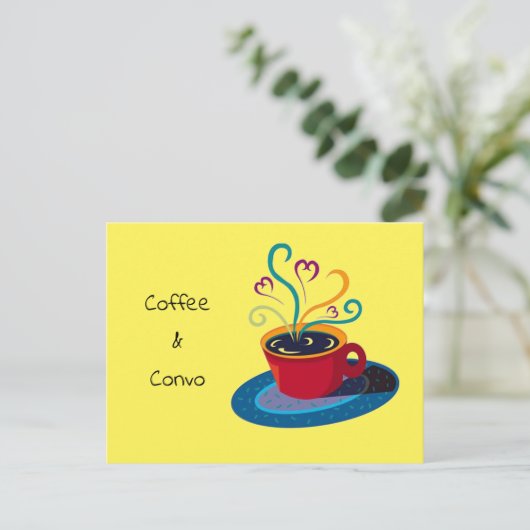 Nodig Koffie & Convo uit klatch informeel heupmod. Feestdagenkaart (Staand voorkant)