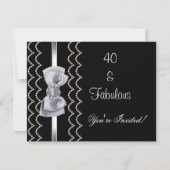 Nodig partij Silver Bow Fabulous 40th Black uit Kaart (Voorkant)