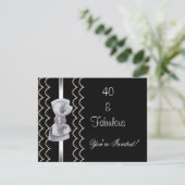 Nodig partij Silver Bow Fabulous 40th Black uit Kaart (Staand voorkant)