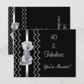 Nodig partij Silver Bow Fabulous 40th Black uit Kaart (Voorkant / Achterkant)
