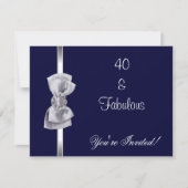 Nodig partij Silver Bow Fabulous 40th Navy uit Kaart (Voorkant)
