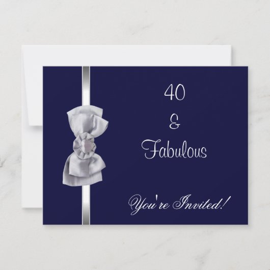 Nodig partij Silver Bow Fabulous 40th Navy uit Kaart (Voorkant)