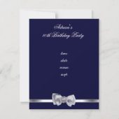 Nodig partij Silver Bow Fabulous 40th Navy uit Kaart (Achterkant)