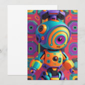 Nodig Party Kaart Kinder Dinosaurus Robot Eenhoorn (Voorkant / Achterkant)