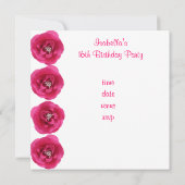 Nodig Party White Pink Flower Sweet 16 uit Kaart (Achterkant)