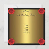 Nodig Red Flowers Black Gold Fabulous 50th Kaart (Achterkant)