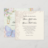 Nodig uit, Vierkant - Wings of Love Wedding Collec Kaart (Voorkant / Achterkant)