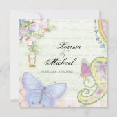 Nodig uit, Vierkant - Wings of Love Wedding Collec Kaart (Achterkant)