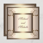 Nodig Verloving Glamor Cream Gold Floral uit Kaart (Voorkant / Achterkant)