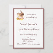 Nodig Waterverf Huis Wren Bird Verjaardagsfeest ui Kaart (Achterkant)