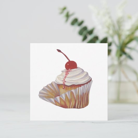 nodiging tot cupcake feestdagenkaart (Staand voorkant)