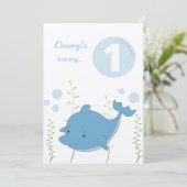 Nodigt de 1st Dolfijn van de baby onder de Kaart (Staand voorkant)