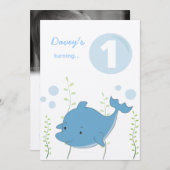 Nodigt de 1st Dolfijn van de baby onder de Kaart (Voorkant / Achterkant)