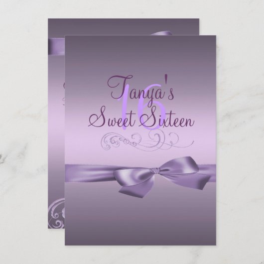 Nodigt de Paarse Verjaardag van de werveling & van Kaart (Voorkant / Achterkant)