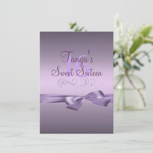 Nodigt de Paarse Verjaardag van de werveling & van Kaart (Staand voorkant)