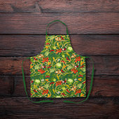 Noedels en kleurrijke groene groenten schort