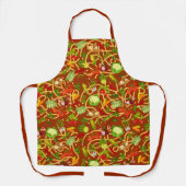 Noedels en kleurrijke groenten roodbruin schort (Voorkant)