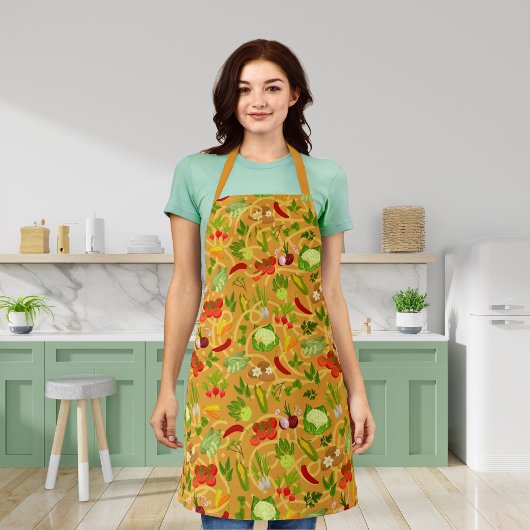 Noedels en kleurrijke groentes sinaasappel schort