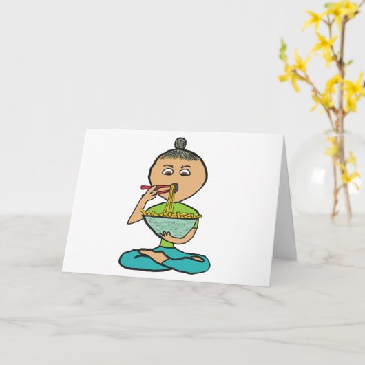 Noedels en stokjes kaart (Gele Bloem)