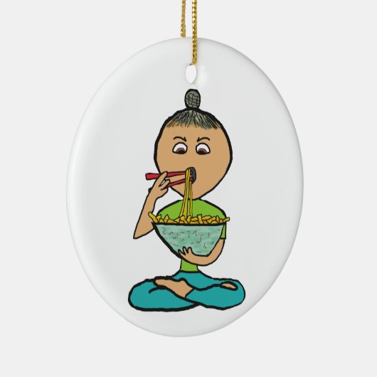 Noedels en stokjes keramisch ornament (Rechts)