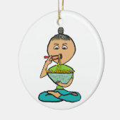 Noedels en stokjes keramisch ornament (Links)