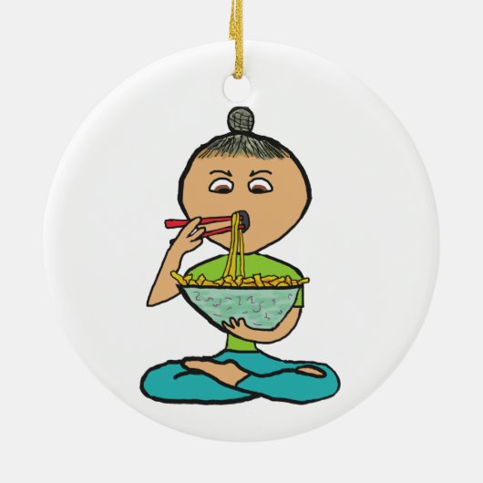 Noedels en stokjes keramisch ornament (Achterkant)