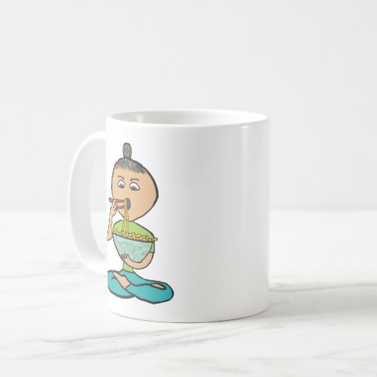 Noedels en stokjes koffiemok (Voorkant links)