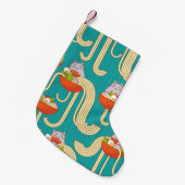 Noedels Grappige Katten Turquoise Achtergrond Kleine Kerstsok (Voorkant (Hangend))