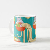 Noedels Grappige Katten Turquoise Achtergrond Koffiemok (Voorkant links)