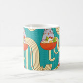 Noedels Grappige Katten Turquoise Achtergrond Koffiemok (Center)