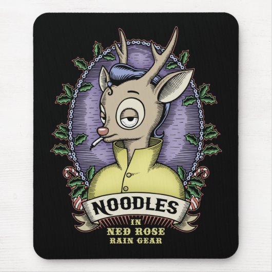 Noedels in Ned Roos Rain Gear Muismat (Voorkant)
