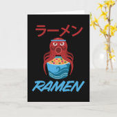 Noedels Inktvis Anime Manga Leuk Japan Otaku Kat Kaart (Gele Bloem)