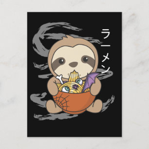 Noedels Japanse Noedels Halloween Luiaard Ramen Ho Feestdagenkaart
