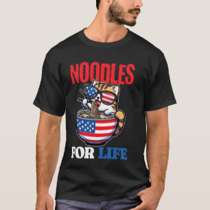 Noedels Voor Leven 4 juli VS Kat Eet Japans T-shirt