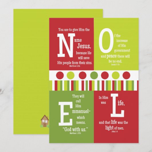 NOEL 2-sided kerstkaart voor scripts (Voorkant / Achterkant)