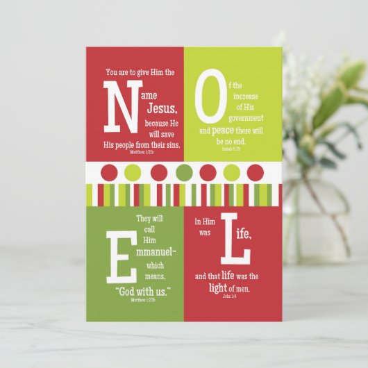 NOEL 2-sided kerstkaart voor scripts (Staand voorkant)