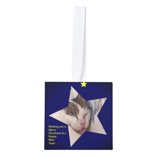 Noel 3 Star Foto's Kubus Ornament (Voorkant)