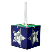 Noel 3 Star Foto's Kubus Ornament (Achter hoekig)