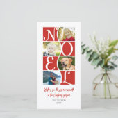 NOEL 4-Foto Rood en Wit Kerstmis Feestdagenkaart (Staand voorkant)