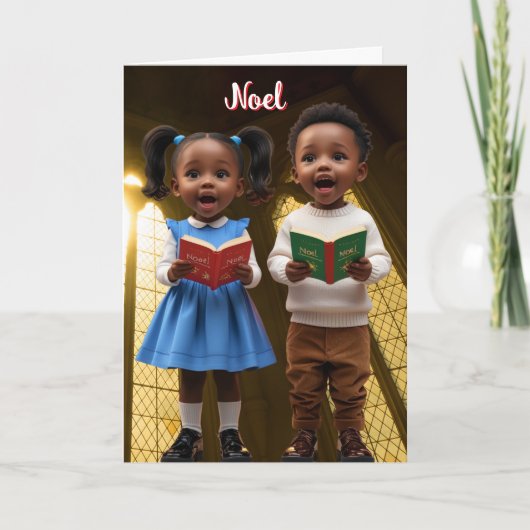 Noel, Afro-Amerikaanse Kinder kerstkaart Feestdagen Kaart (Voorkant)