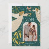 NOEL Angels Blauwgroen 2 Foto Kerst Feestdagenkaart (Voorkant)