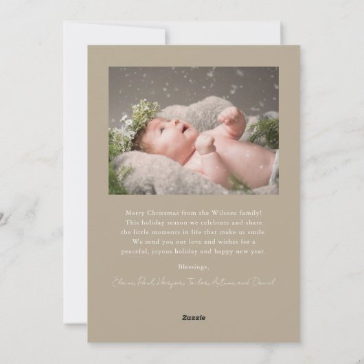 NOEL Angels Cream 2 Foto Kerstmis Feestdagenkaart (Achterkant)