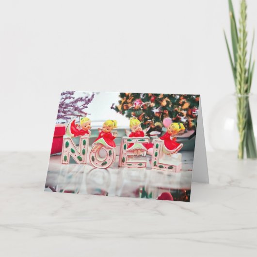  NOEL Angels Retro Kerstmis Nieuwjaar Kaart (Voorkant)