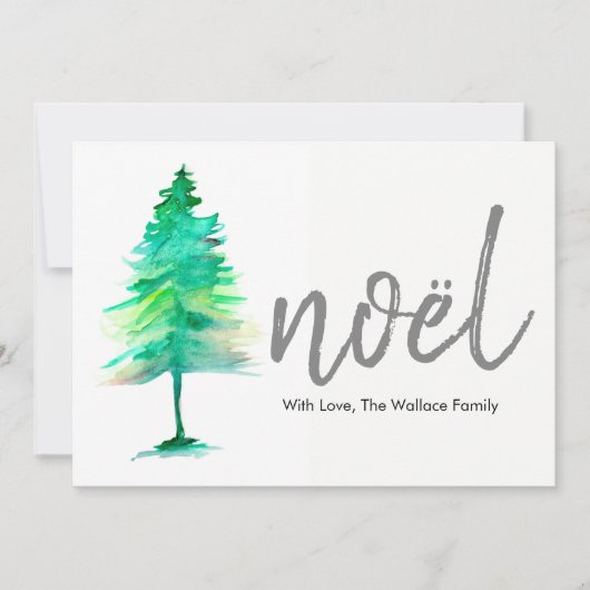 Noël, aquarel kerstboom, vakantie feestdagenkaart (Voorkant)