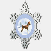Noel Basenji Sleutelhanger Tin Sneeuwvlok Ornament (Rechts)