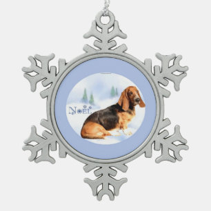 Noel Basset Hound Sleutelhanger Tin Sneeuwvlok Ornament