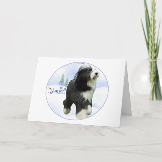 Noel Bearded Collie Feestdagen Kaart (Voorkant)